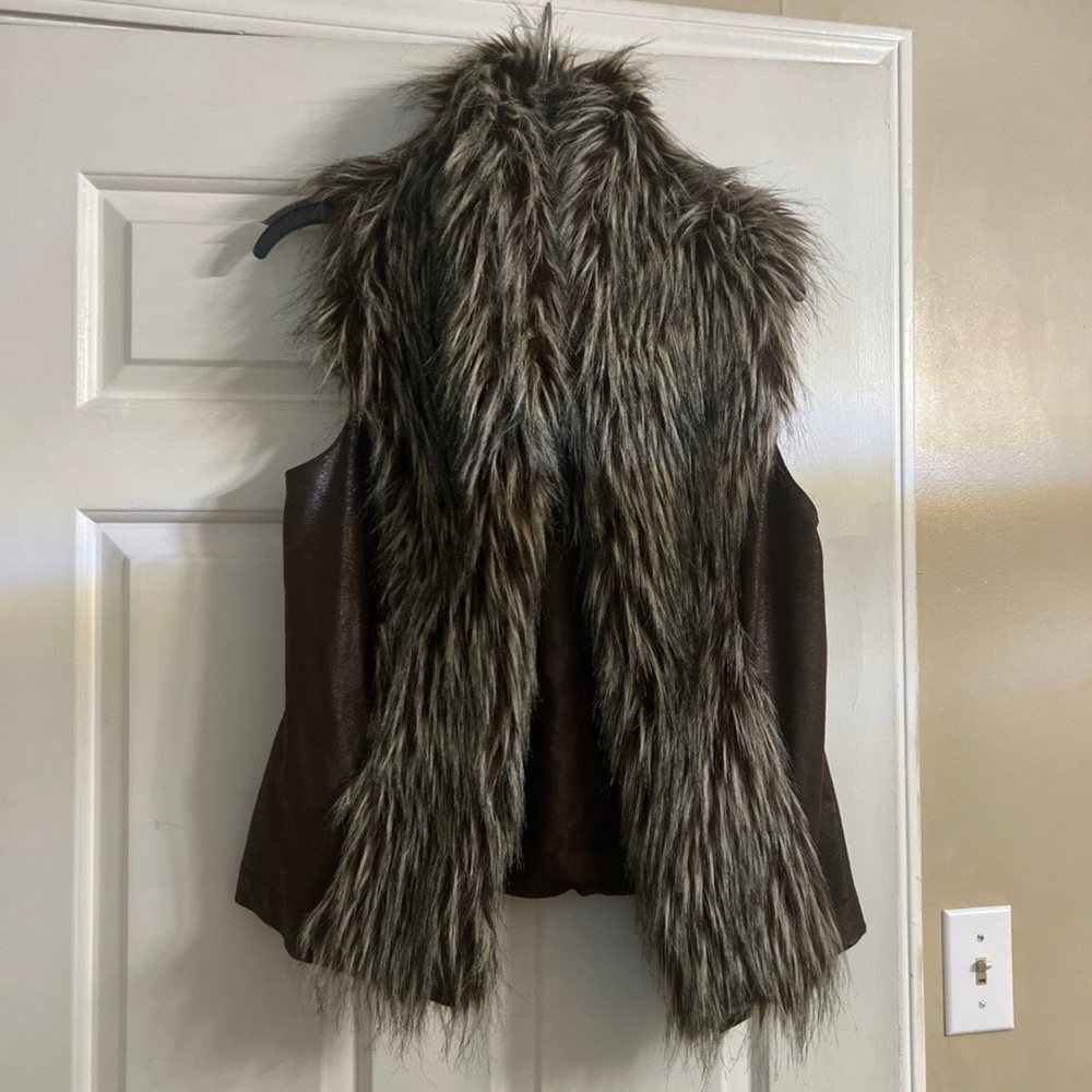 INC faux fur vest